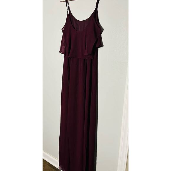 NWT Show Me Your Mumu Caitlin Ruffle Merlot Chiffon Maxi Dress Size Small - Picture 8 of 11